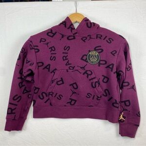Nike Air Jordan Saint Germain Paris Cropped Hoodie Girls Medium Purple Jumpman
